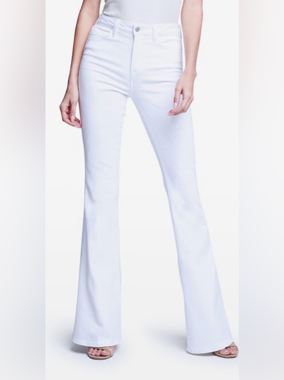 L’Agence Women’s White Marty Ultra High Rise Flare Jeans Size 31 NWT - Picture 1 of 10
